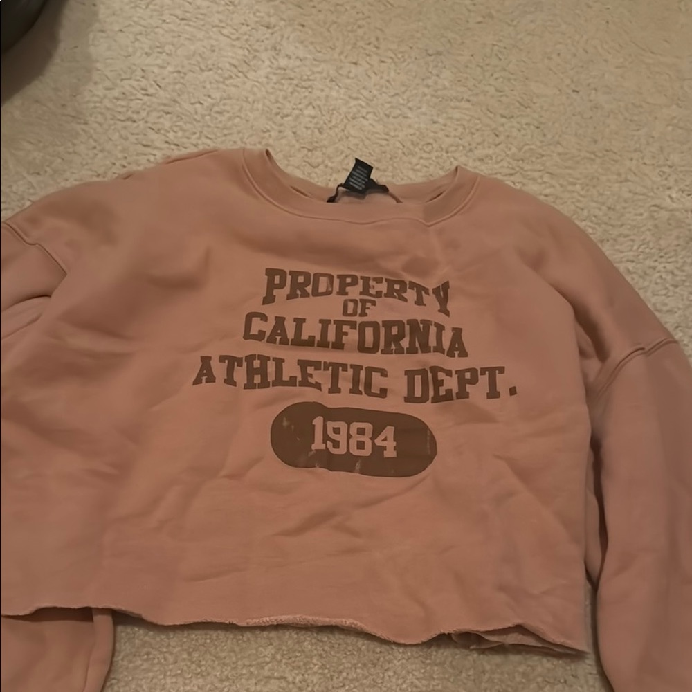 Forever 21 Pink Boxy Cropped Sweatshirt